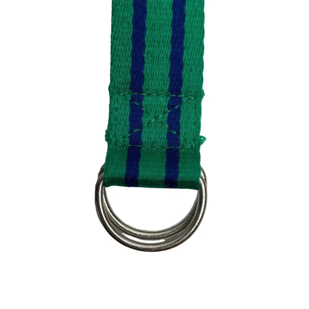Polo Ralph Lauren Youth Size 10 Green Blue Striped D-Ring Ribbon Belt USA